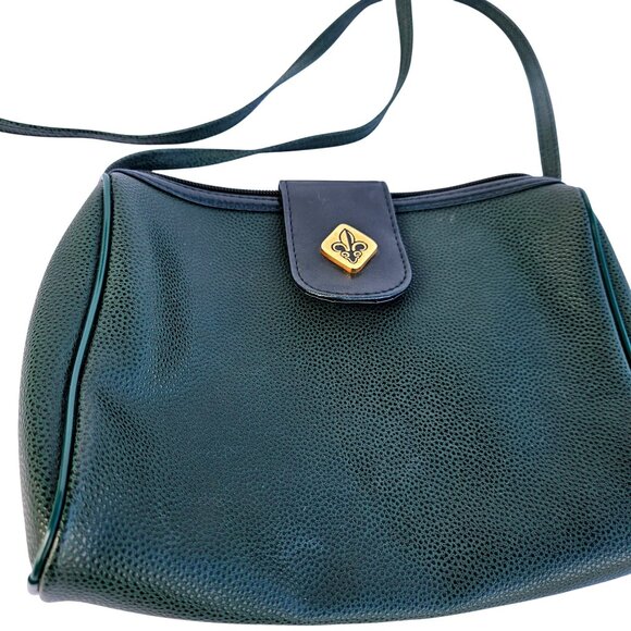 Vintage 1970s 1980s Faux Leather Handbag Purse Crossbody Green Womens - Picture 9 of 9